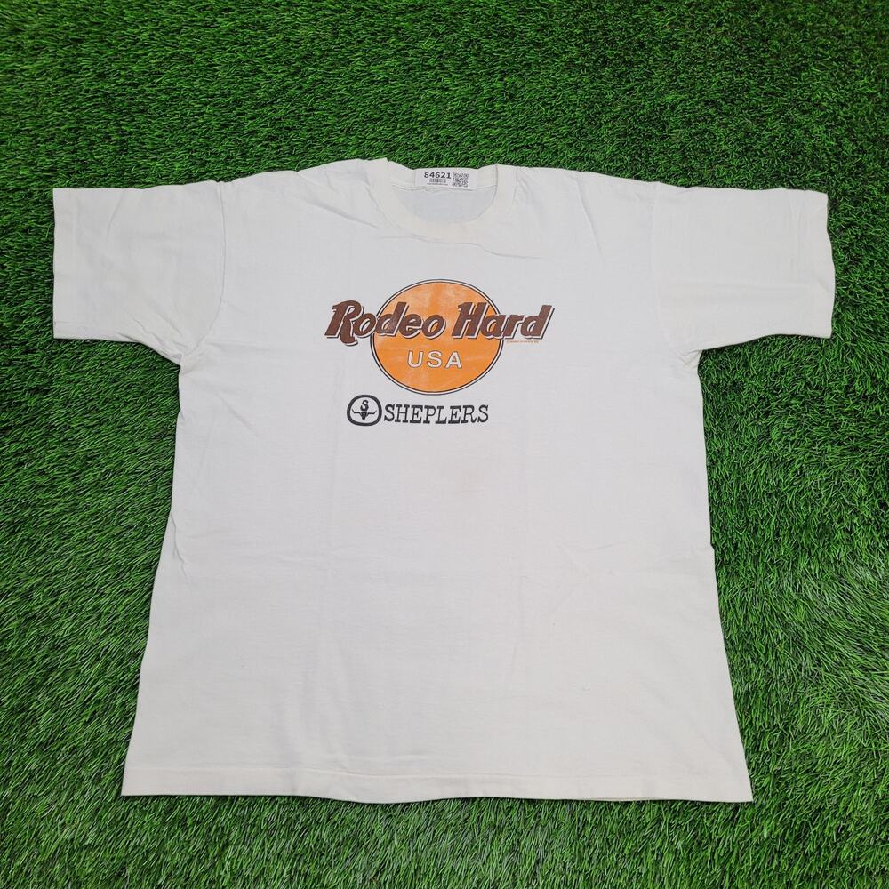Vintage 1993 Rodeo Hard Sheplers Shirt XL 23x28 Whtie USA